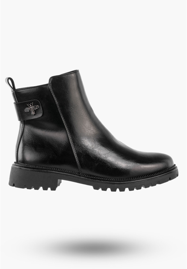 Botki Damskie Buty Na Zamek Ocieplane Na Zimę Czarne Lico Potocki 25-19314BKPU