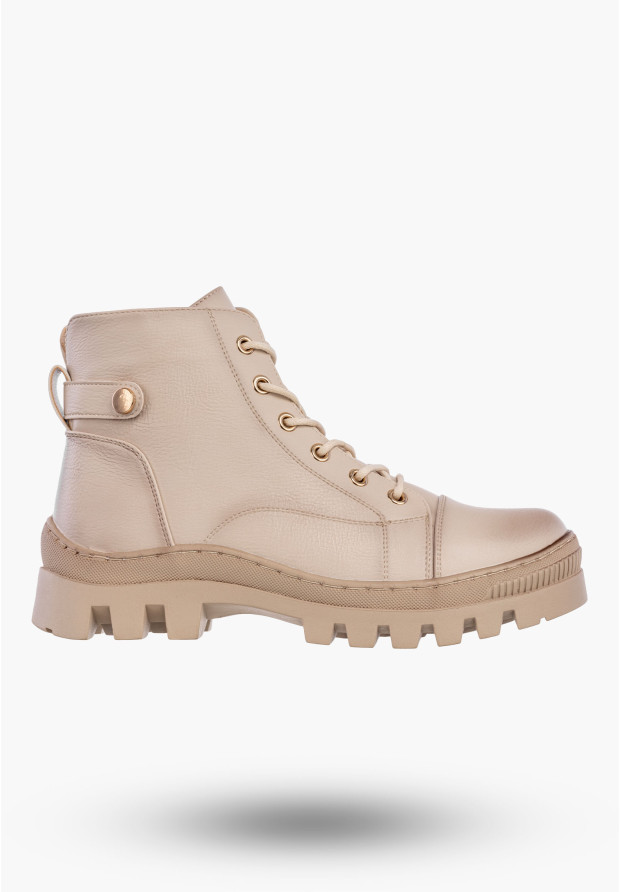 Botki Damskie Buty Trapery Trzewiki Ocieplane Na Zimę Beżowy Potocki 25-19317BG