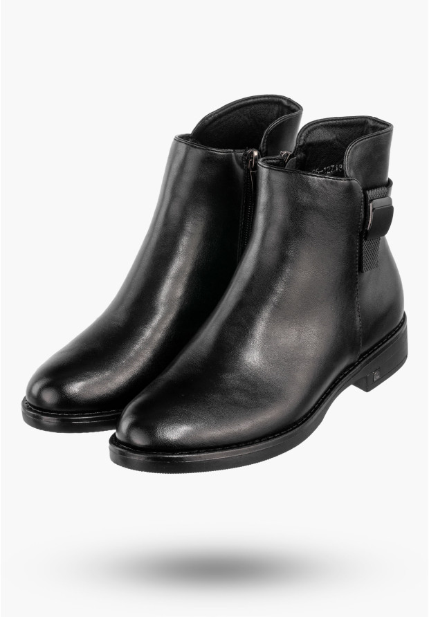 Botki Damskie Buty Na Zamek Trzewiki Ocieplane Na Zimę Czarne Potocki 25-12713BK