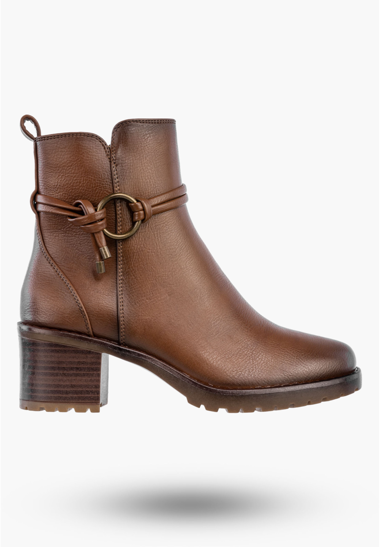 Botki Damskie Buty Na Obcasie Eleganckie Ocieplane Na Zimę Brązowe Potocki 25-12527BR