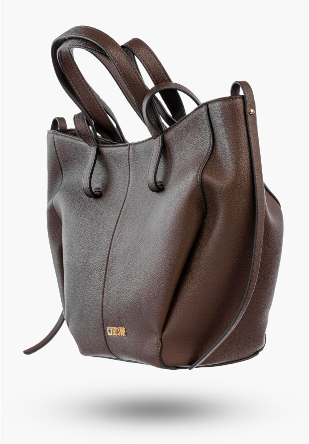 Torebka Damska BIG STAR Ekoskóra Elegancka Torba Shopper Brązowa SS574001