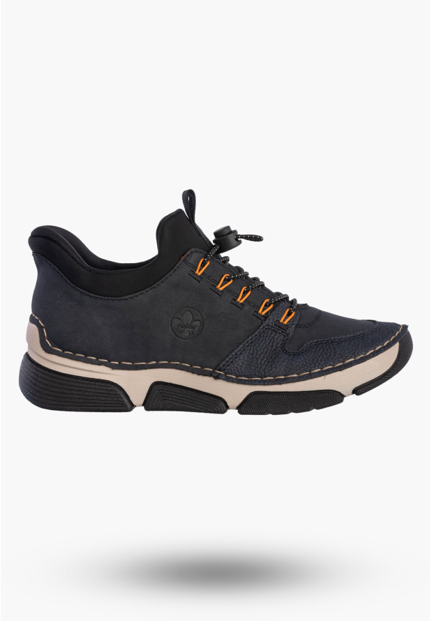 Buty Damskie RIEKER Półbuty Skórzane Sportowe Granatowe 45963-14