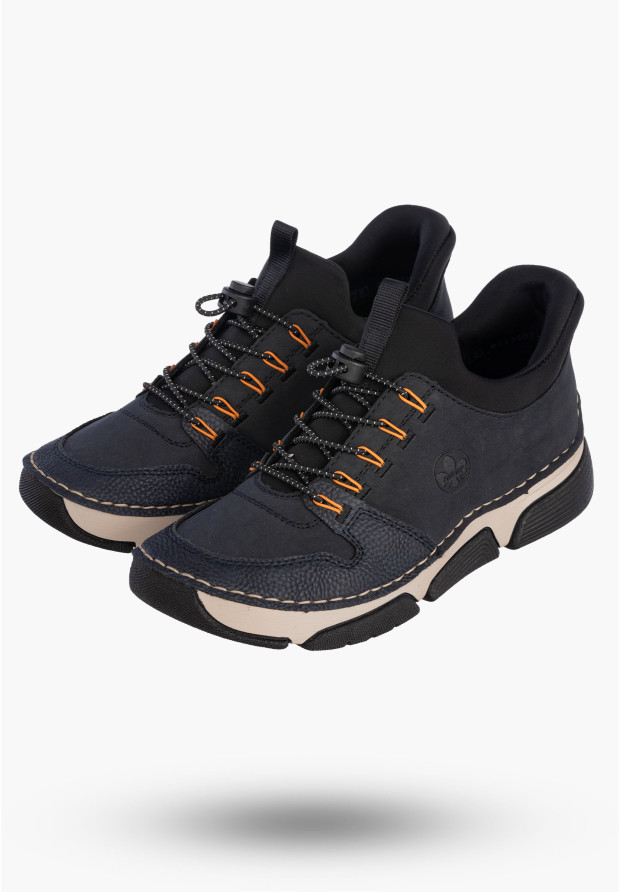 Buty Damskie RIEKER Półbuty Skórzane Sportowe Granatowe 45963-14