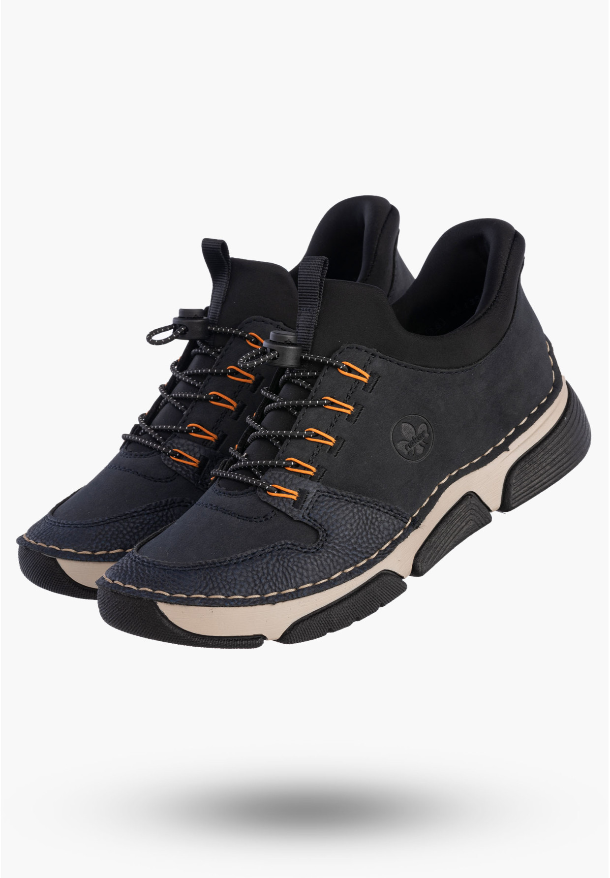 Buty Damskie RIEKER Półbuty Skórzane Sportowe Granatowe 45963-14