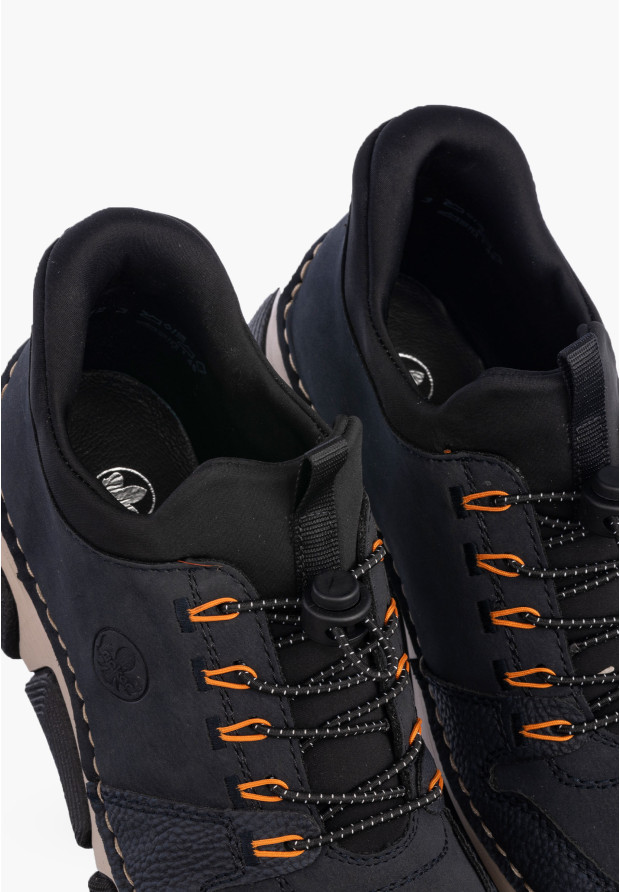 Buty Damskie RIEKER Półbuty Skórzane Sportowe Granatowe 45963-14