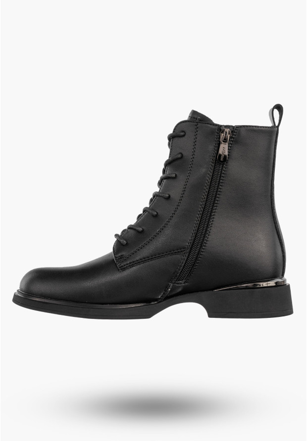 Botki Damskie Skórzane Buty Ocieplane Na Zimę Wysokie Czarne Filippo DBT6520/25BK