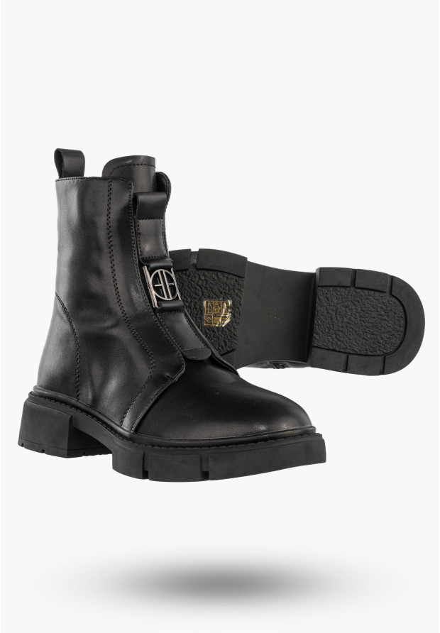 Trapery Damskie Skórzane Buty Na Zimę Ocieplane Botki Czarne Filippo DBT6524/25BK