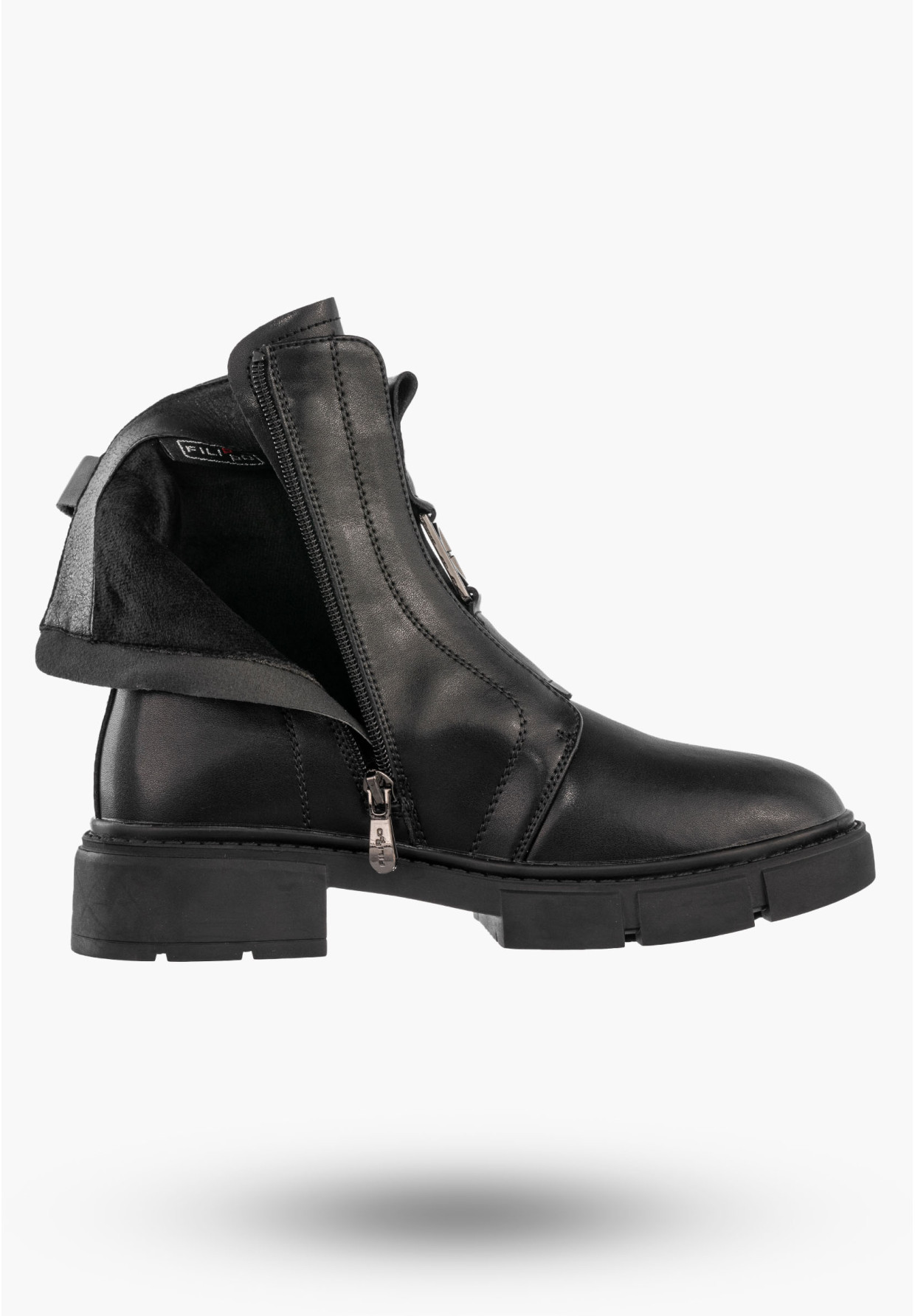 Trapery Damskie Skórzane Buty Na Zimę Ocieplane Botki Czarne Filippo DBT6524/25BK