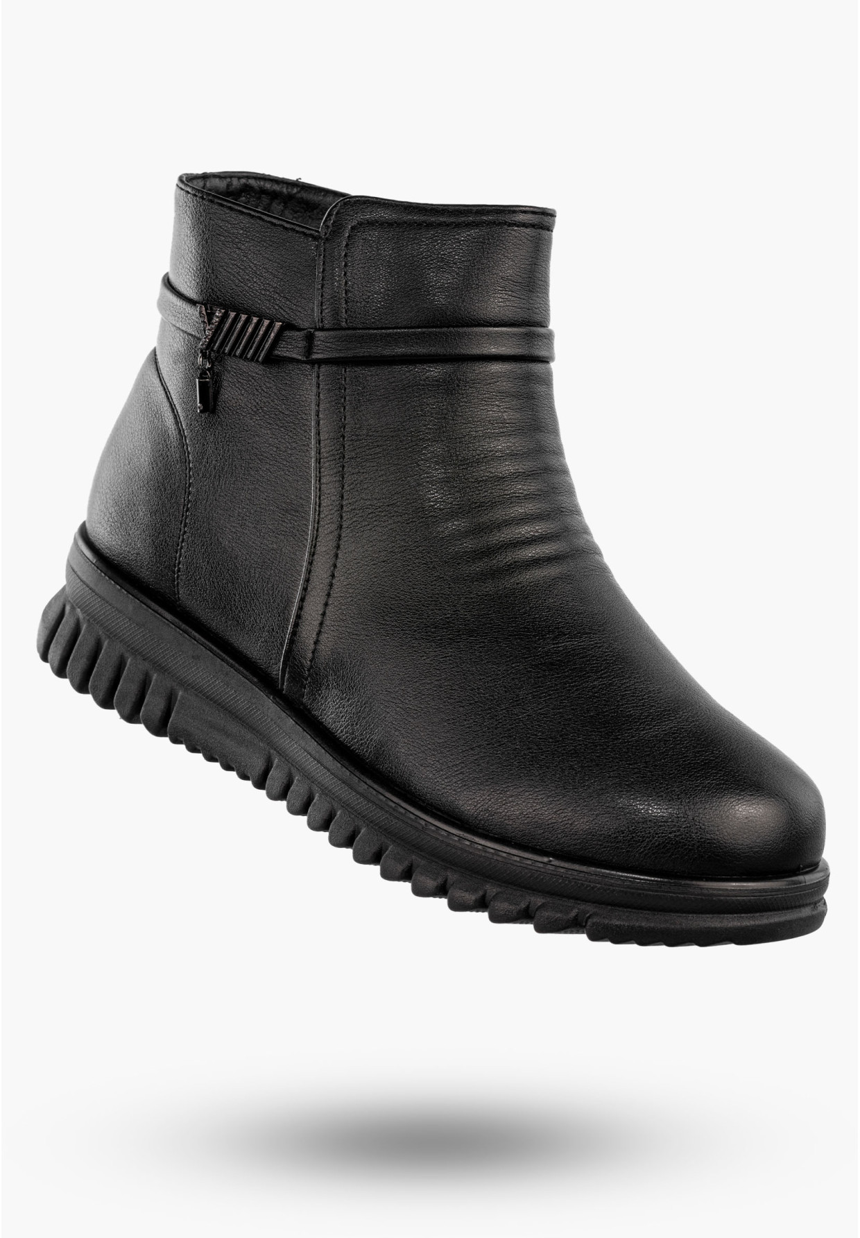 Botki Damskie Buty Zimowe Ekoskóra Ocieplane Czarne Potocki 25-16356BK