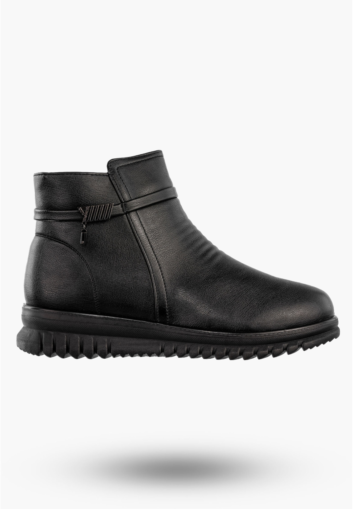 Botki Damskie Buty Zimowe Ekoskóra Ocieplane Czarne Potocki 25-16356BK