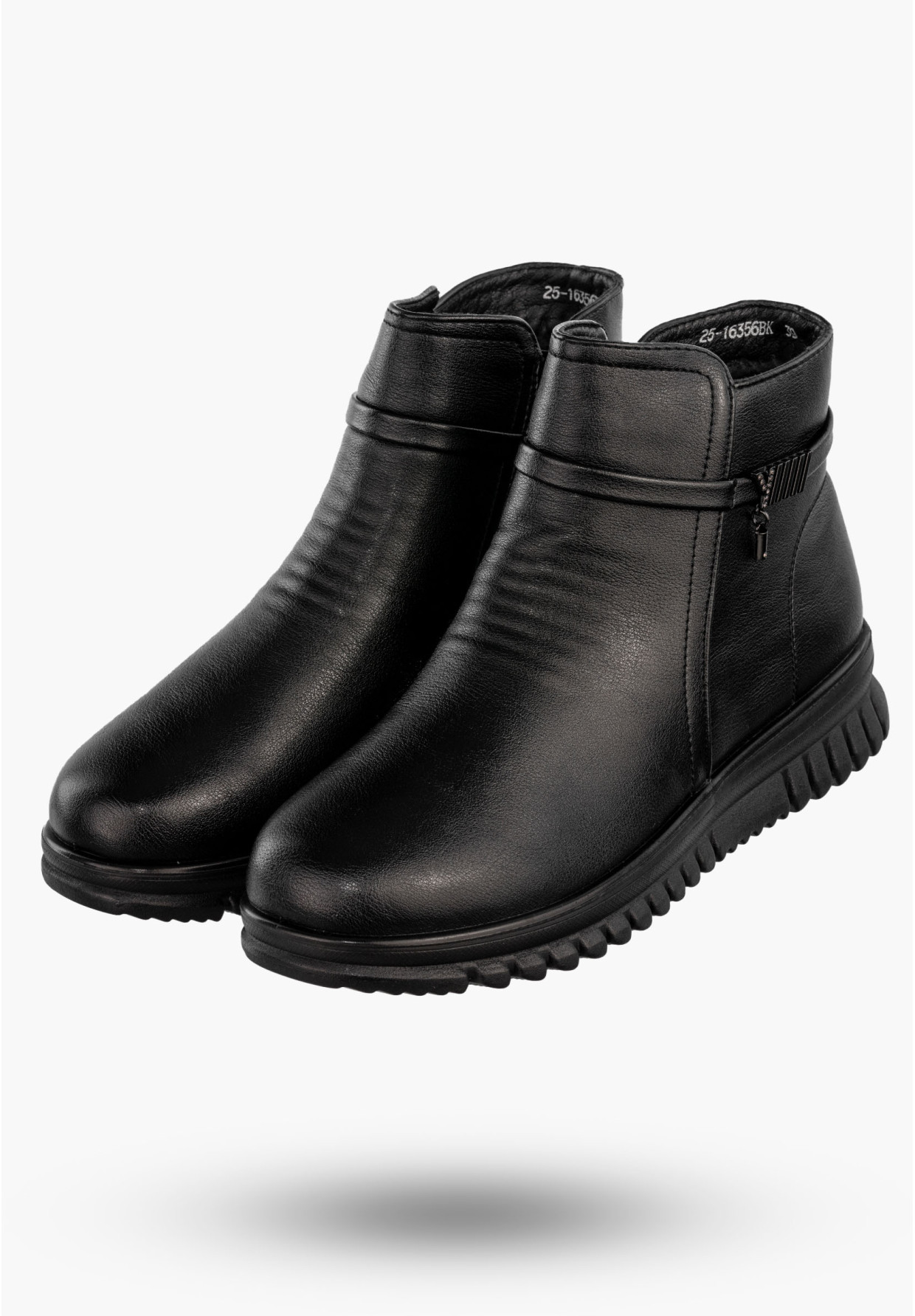 Botki Damskie Buty Zimowe Ekoskóra Ocieplane Czarne Potocki 25-16356BK