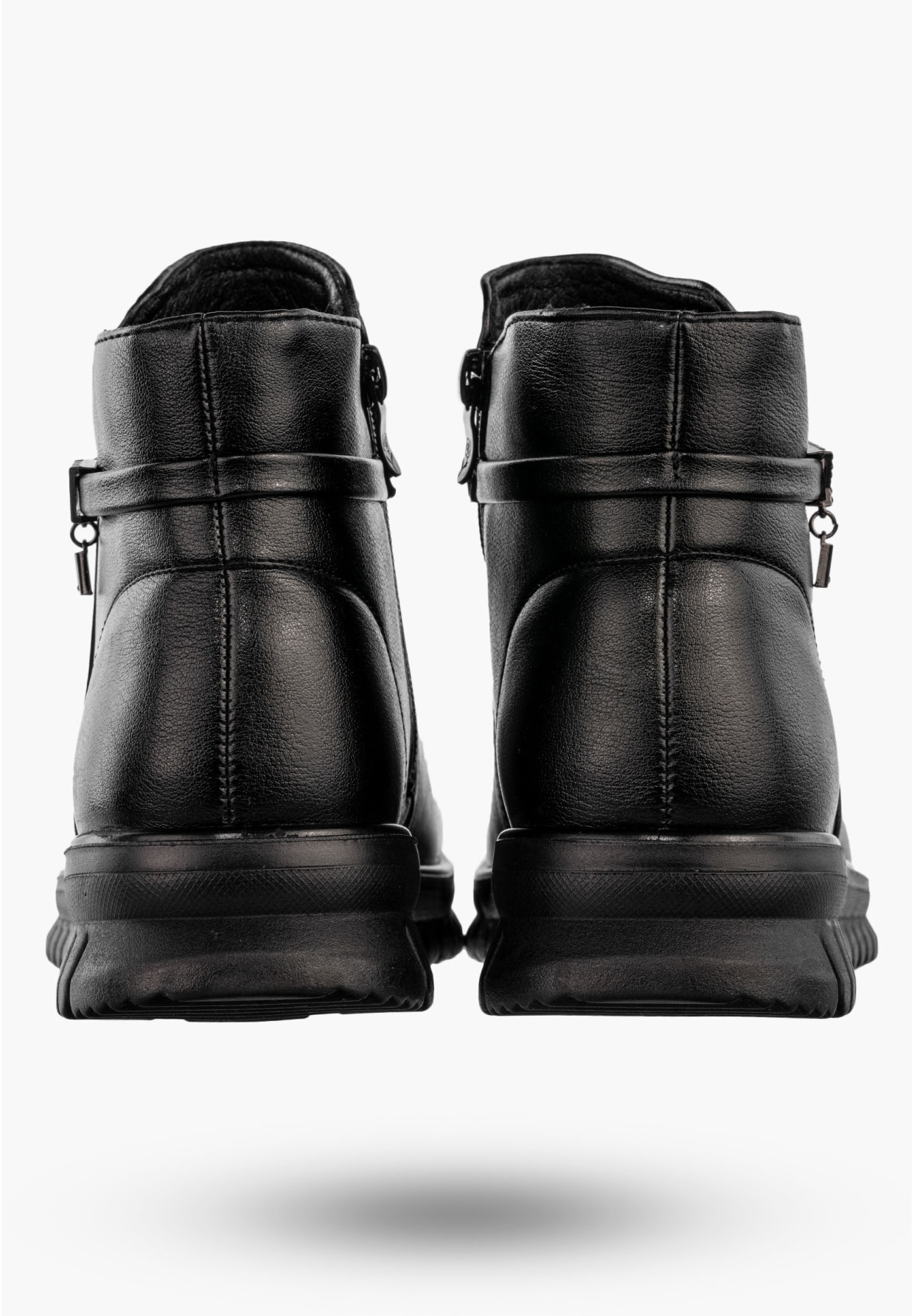 Botki Damskie Buty Zimowe Ekoskóra Ocieplane Czarne Potocki 25-16356BK