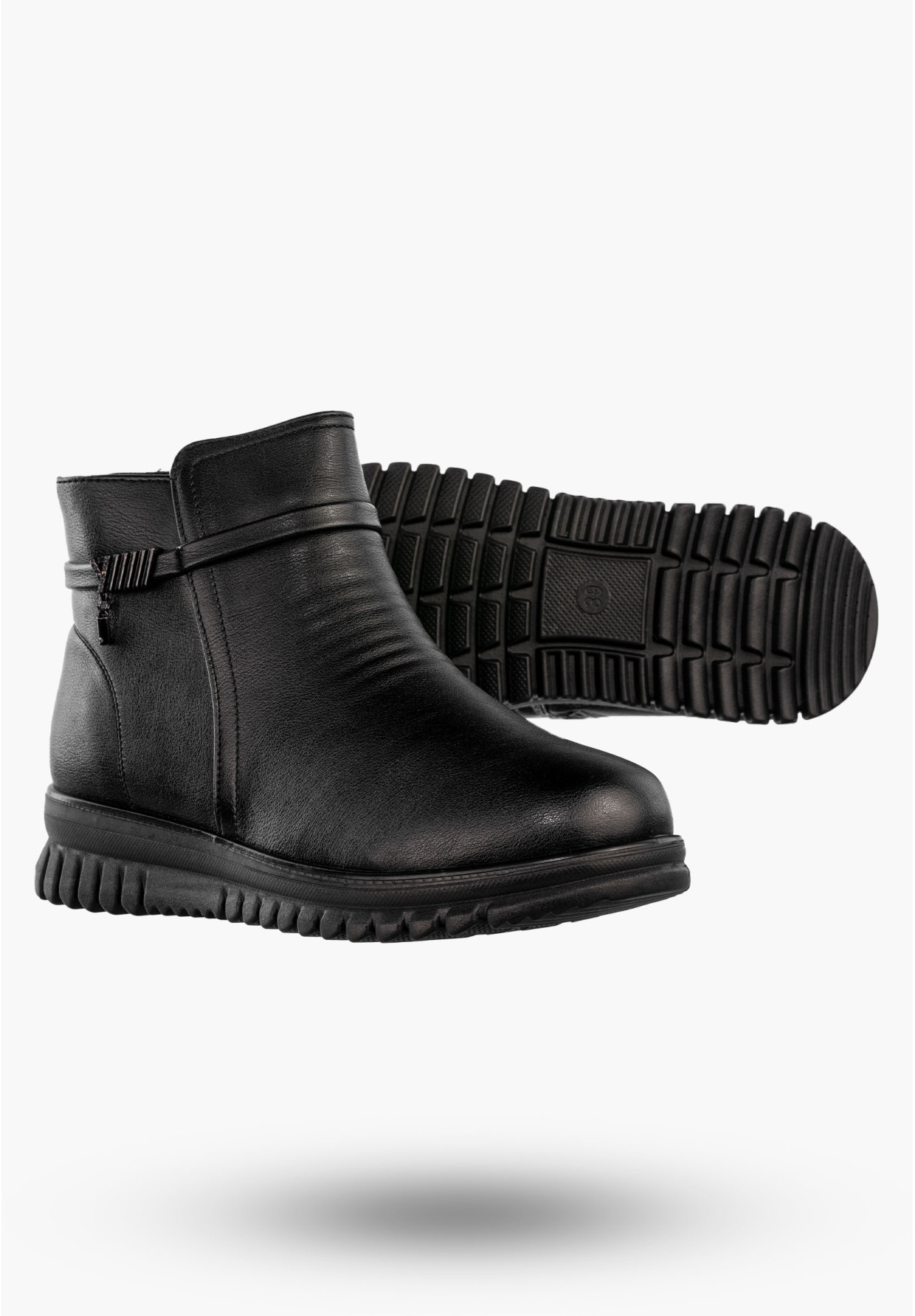 Botki Damskie Buty Zimowe Ekoskóra Ocieplane Czarne Potocki 25-16356BK