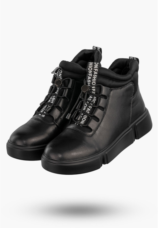 Botki Damskie Skórzane Ocieplane Na Zamek Buty Zimowe Czarne Filippo DBT6532/25BK