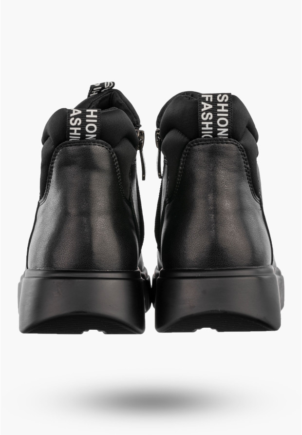 Botki Damskie Skórzane Ocieplane Na Zamek Buty Zimowe Czarne Filippo DBT6532/25BK