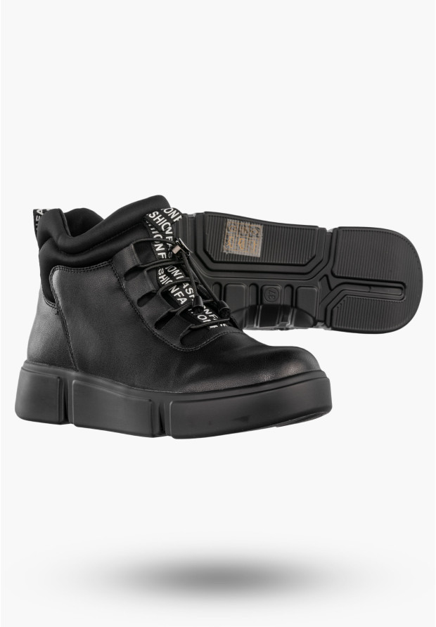 Botki Damskie Skórzane Ocieplane Na Zamek Buty Zimowe Czarne Filippo DBT6532/25BK
