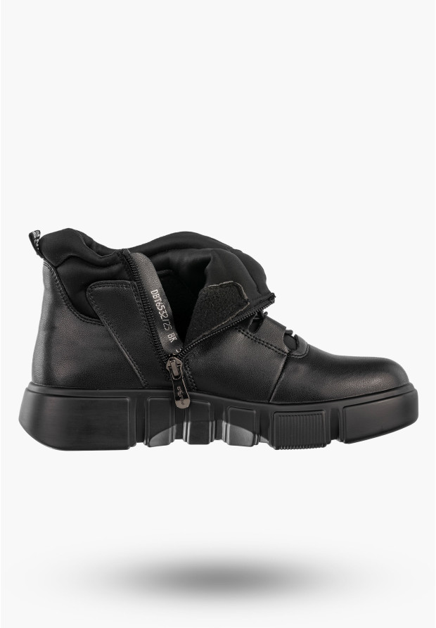 Botki Damskie Skórzane Ocieplane Na Zamek Buty Zimowe Czarne Filippo DBT6532/25BK