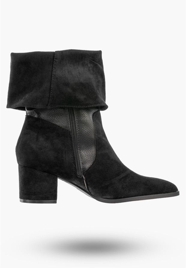 Botki Damskie Na Obcasie Ocieplane Na Zamek Buty Zimowe Czarne Seastar HL42P