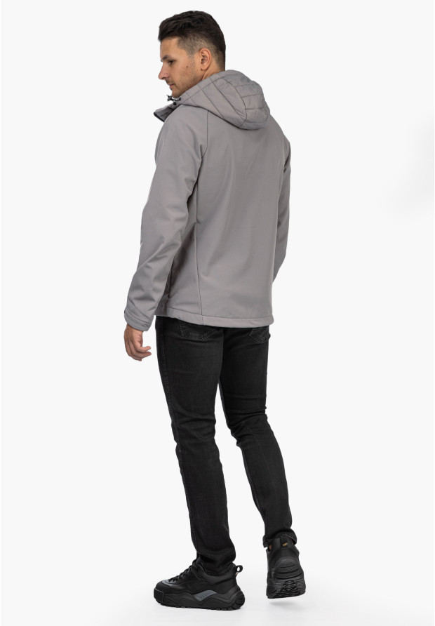 Kurtka Męska 4F Softshell Wiatroodporna Z Kapturem Szara 4FAW21TSOFM096