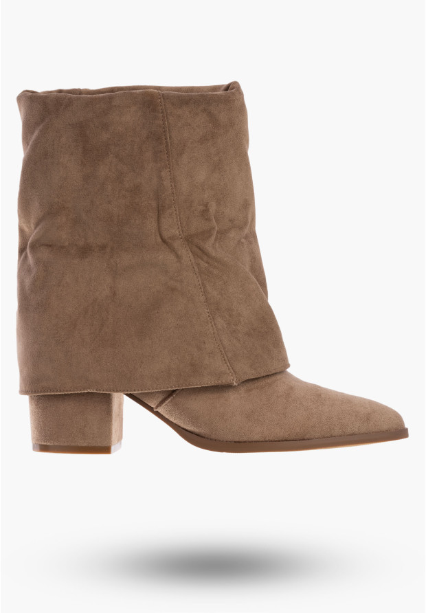 Botki Damskie Na Obcasie Ocieplane Na Zamek Buty Zimowe Khaki Seastar HL42P