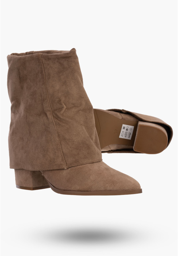 Botki Damskie Na Obcasie Ocieplane Na Zamek Buty Zimowe Khaki Seastar HL42P