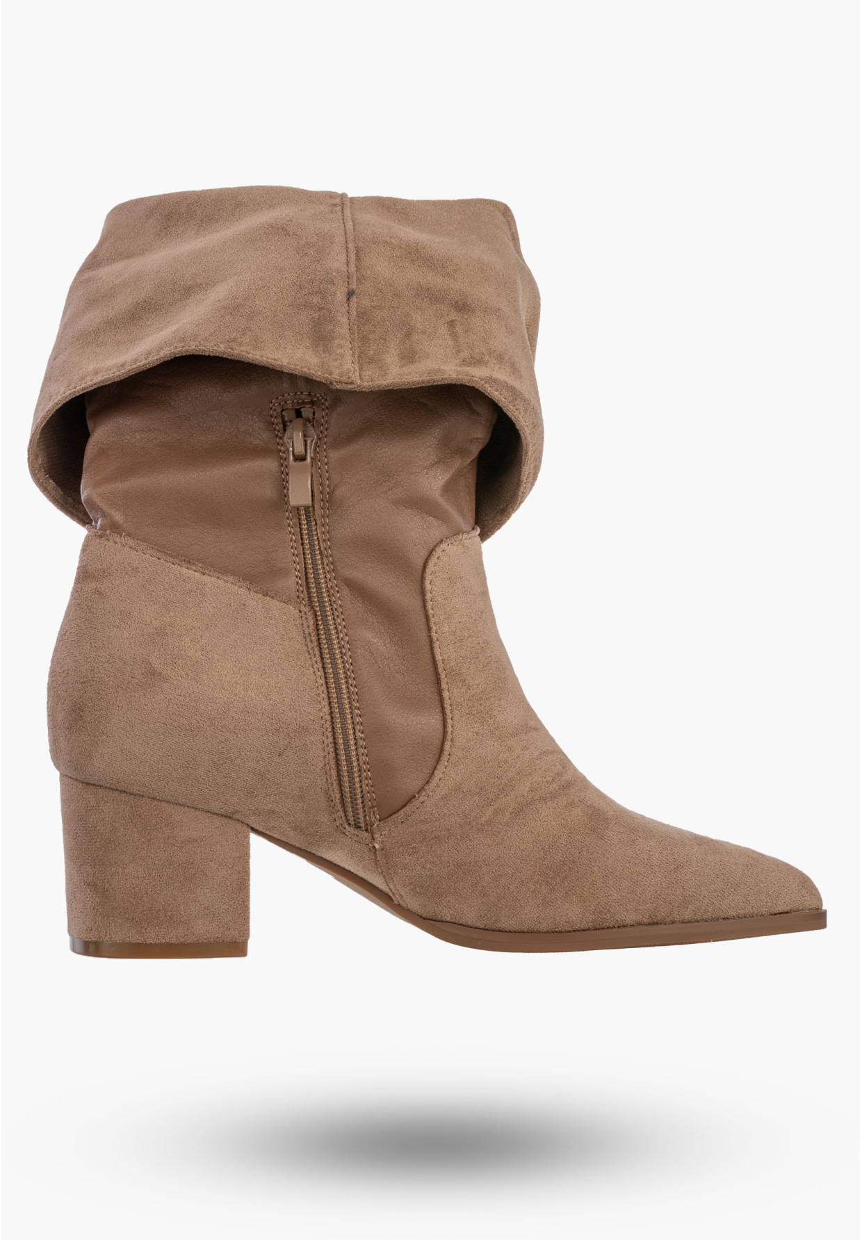 Botki Damskie Na Obcasie Ocieplane Na Zamek Buty Zimowe Khaki Seastar HL42P