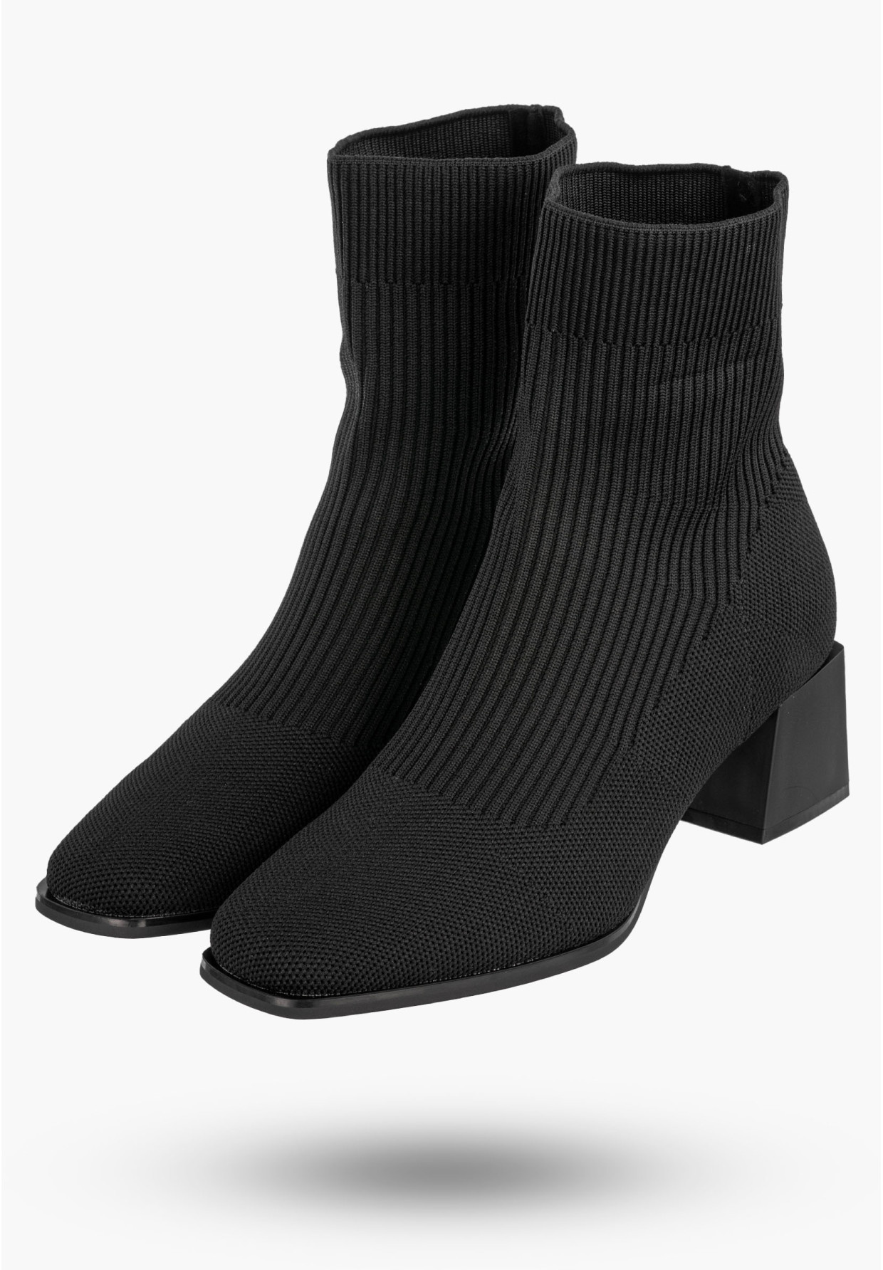 Botki Damskie Z Elastyczną Cholewką Na Obcasie Buty Zimowe Czarne Marquiz 9503A
