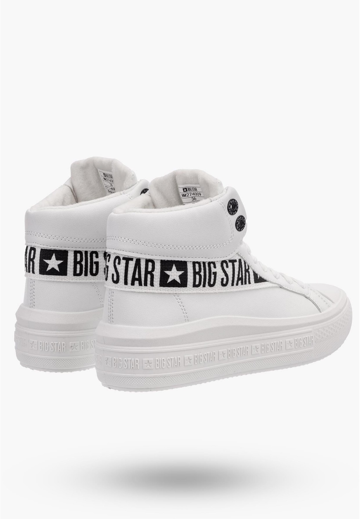 Trampki Damskie Wysokie BIG STAR Białe MM274009