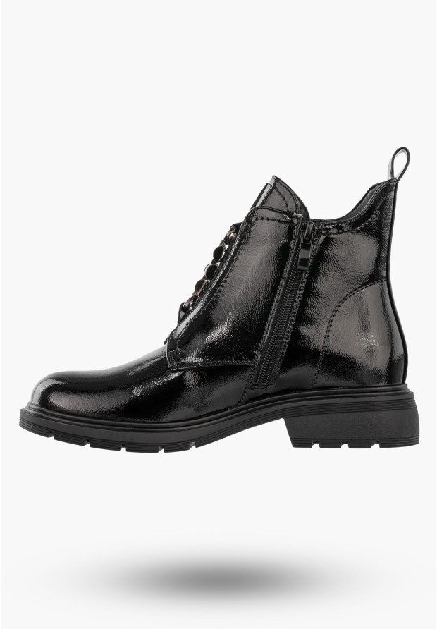 Botki Damskie Ekoskóra Buty Stylowe Ocieplane Na Zimę Czarne Jezzi RMR2501-8