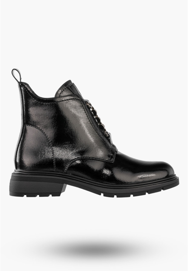 Botki Damskie Ekoskóra Buty Stylowe Ocieplane Na Zimę Czarne Jezzi RMR2501-8