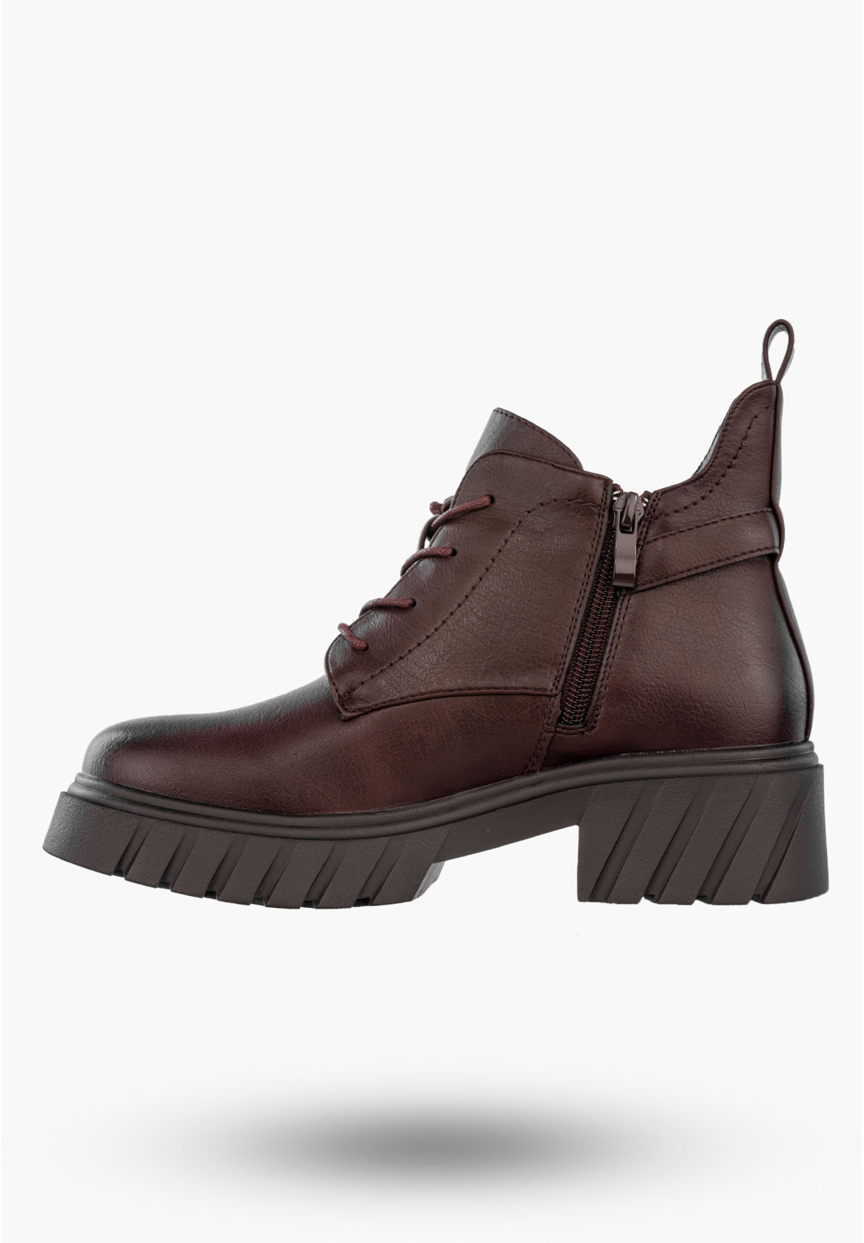 Botki Damskie Ekoskóra Buty Ocieplane Zimowe Gruba Podeszwa Bordowe Jezzi RMR2502-3