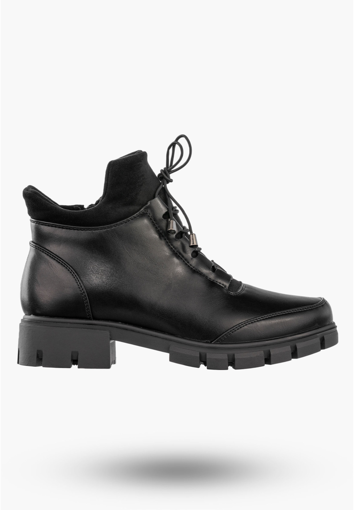 Botki Damskie Ekoskóra Buty Ocieplane Zimowe Na Zamek Czarne Jezzi RMR23123-12