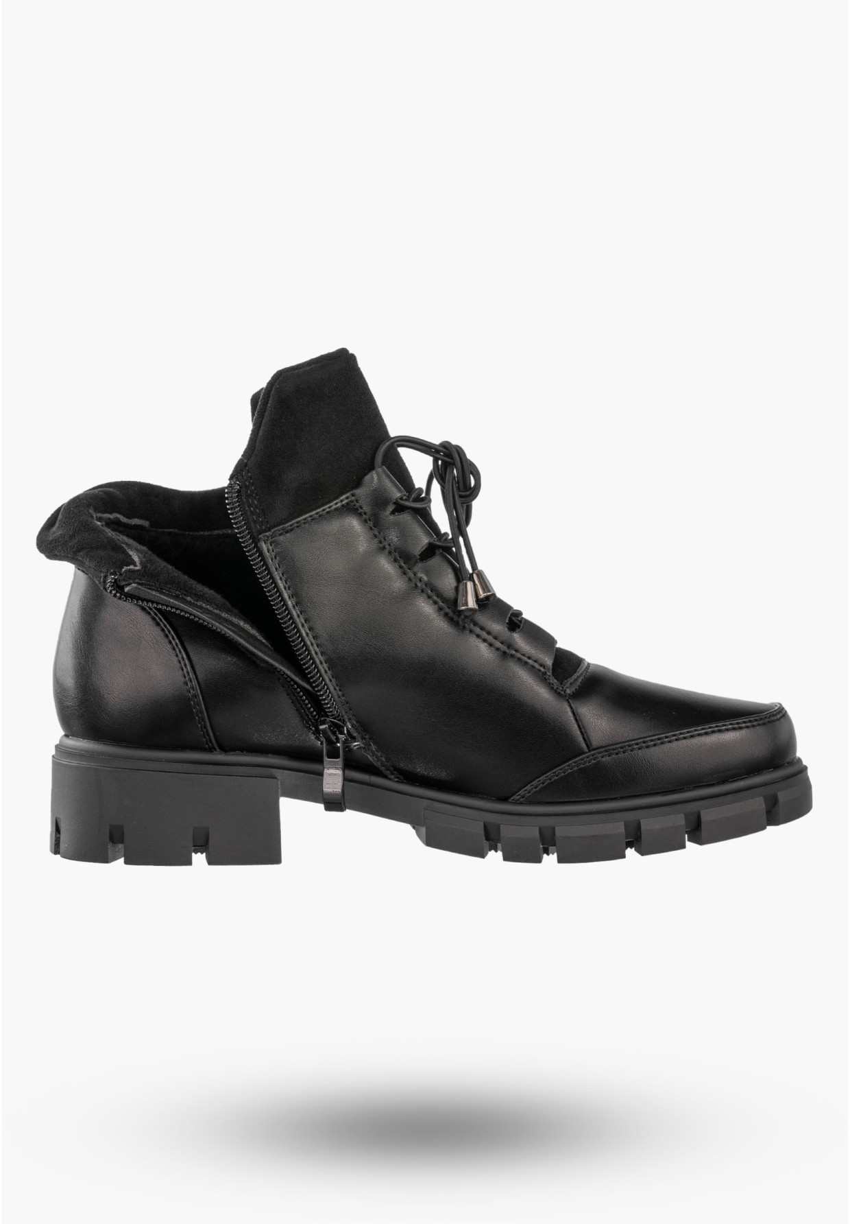 Botki Damskie Ekoskóra Buty Ocieplane Zimowe Na Zamek Czarne Jezzi RMR23123-12