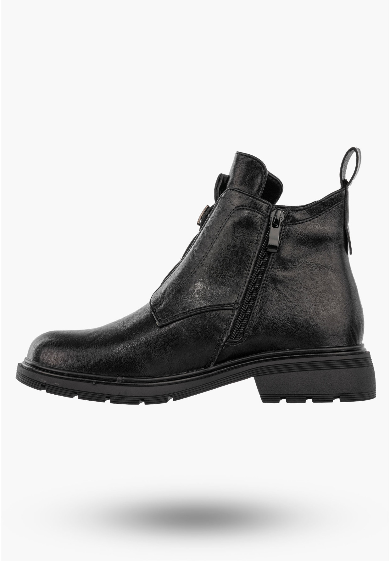 Botki Damskie Ekoskóra Buty Ocieplane Zimowe Wygodne Czarne Jezzi RMR2501-1