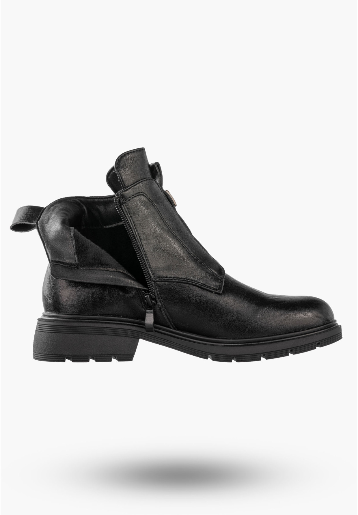 Botki Damskie Ekoskóra Buty Ocieplane Zimowe Wygodne Czarne Jezzi RMR2501-1
