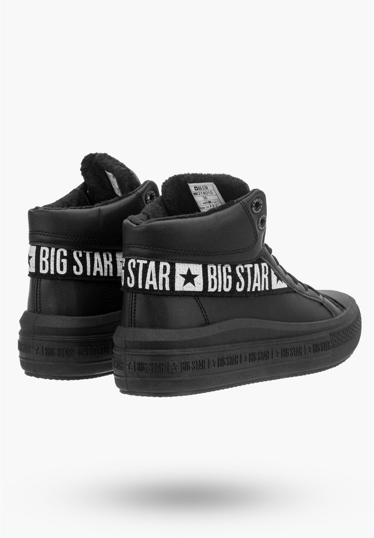 Trampki Damskie Wysokie BIG STAR Czarne MM274010