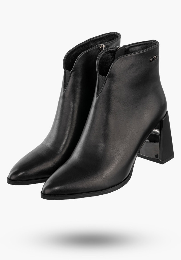 Botki Damskie Ekoskóra Buty Ocieplane Na Obcasie Zimowe Wygodne Czarne Filippo DBT4877/23BK