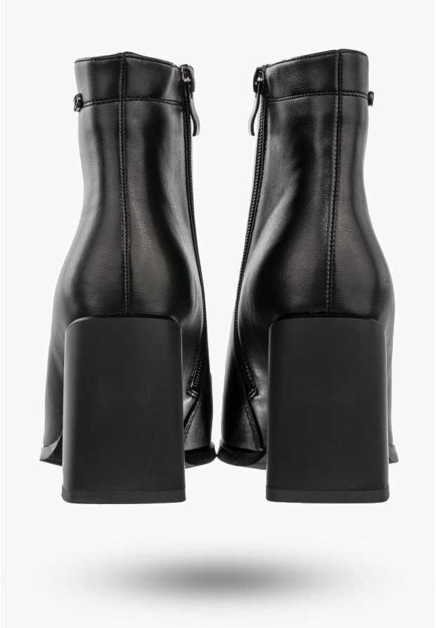 Botki Damskie Ekoskóra Buty Ocieplane Na Obcasie Zimowe Wygodne Czarne Filippo DBT4877/23BK