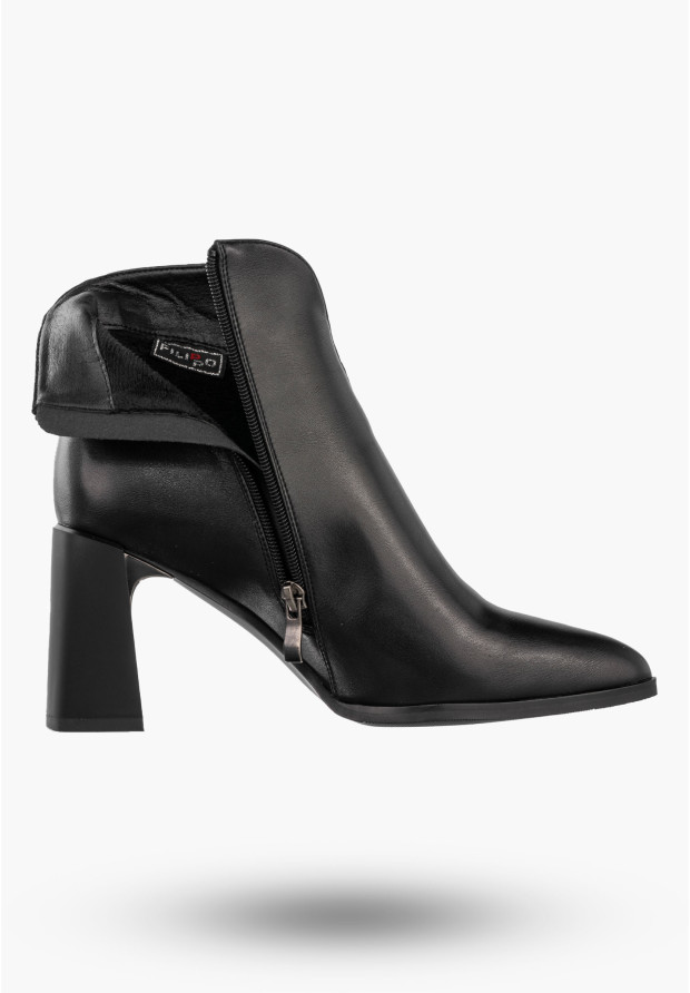 Botki Damskie Ekoskóra Buty Ocieplane Na Obcasie Zimowe Wygodne Czarne Filippo DBT4877/23BK