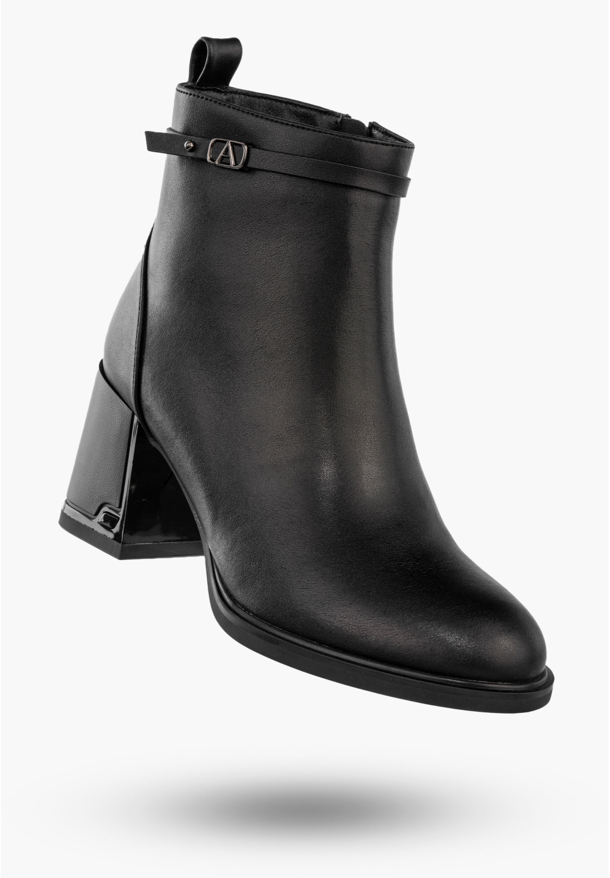 Botki Damskie Skórzane Eleganckie Buty Na Obcasie Zimowe Czarne Filippo DBT6544/24BK
