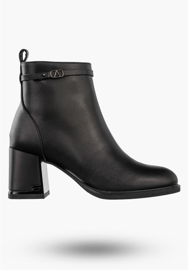 Botki Damskie Skórzane Eleganckie Buty Na Obcasie Zimowe Czarne Filippo DBT6544/24BK