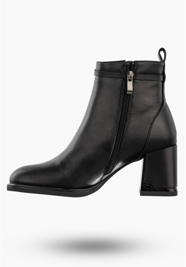 Botki Damskie Skórzane Eleganckie Buty Na Obcasie Zimowe Czarne Filippo DBT6544/24BK