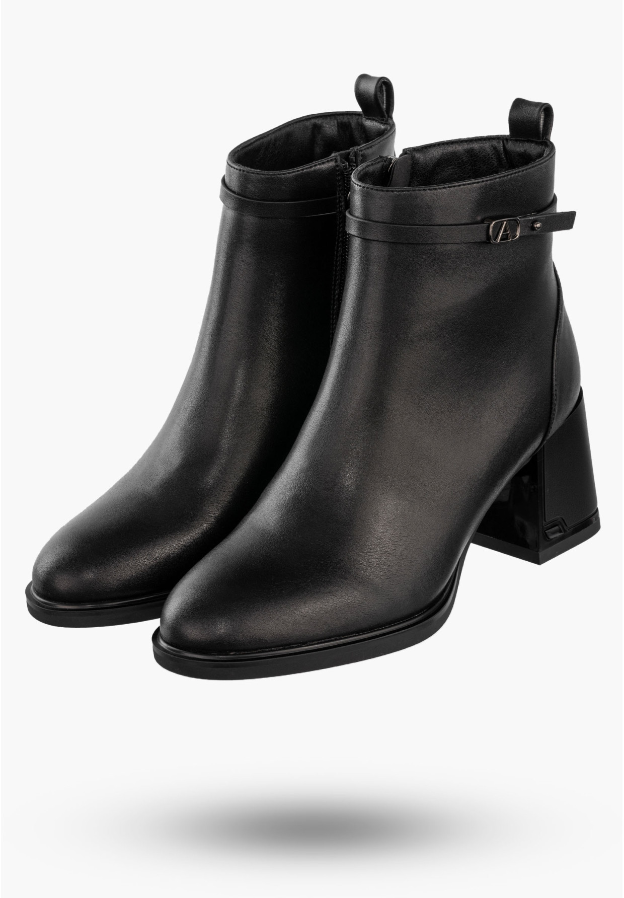 Botki Damskie Skórzane Eleganckie Buty Na Obcasie Zimowe Czarne Filippo DBT6544/24BK