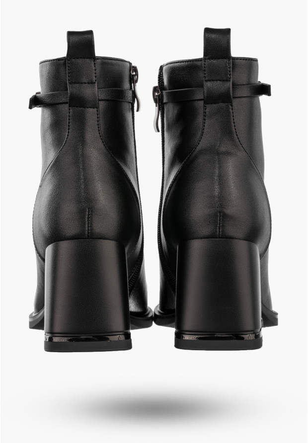 Botki Damskie Skórzane Eleganckie Buty Na Obcasie Zimowe Czarne Filippo DBT6544/24BK