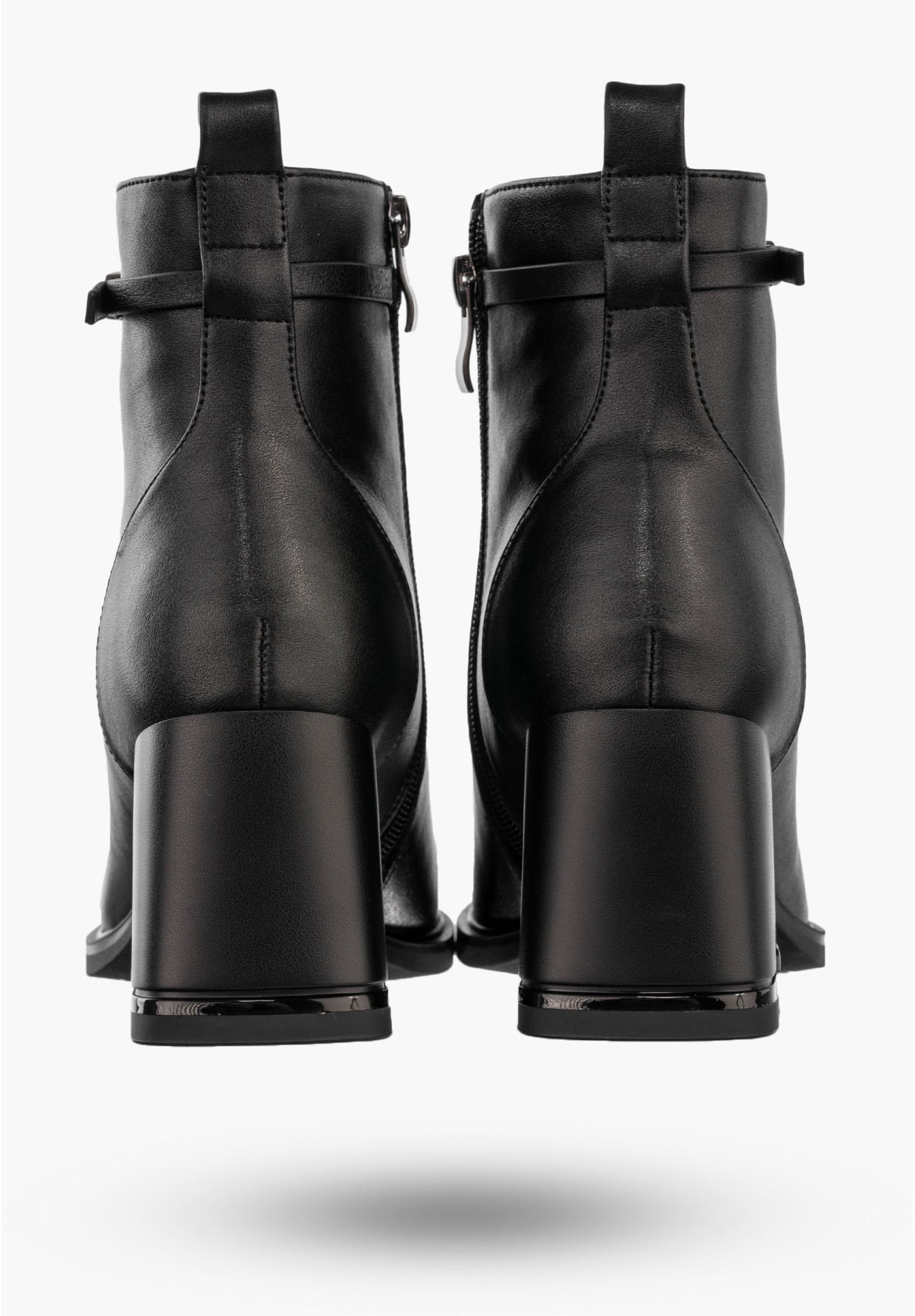 Botki Damskie Skórzane Eleganckie Buty Na Obcasie Zimowe Czarne Filippo DBT6544/24BK