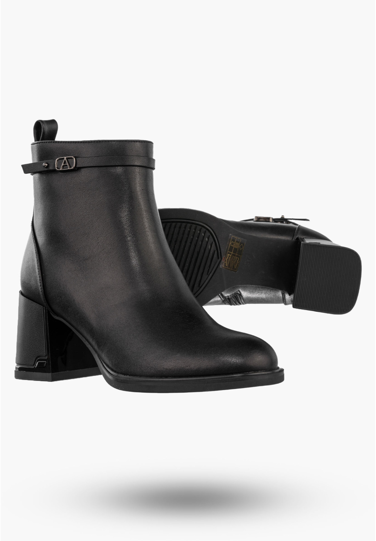 Botki Damskie Skórzane Eleganckie Buty Na Obcasie Zimowe Czarne Filippo DBT6544/24BK