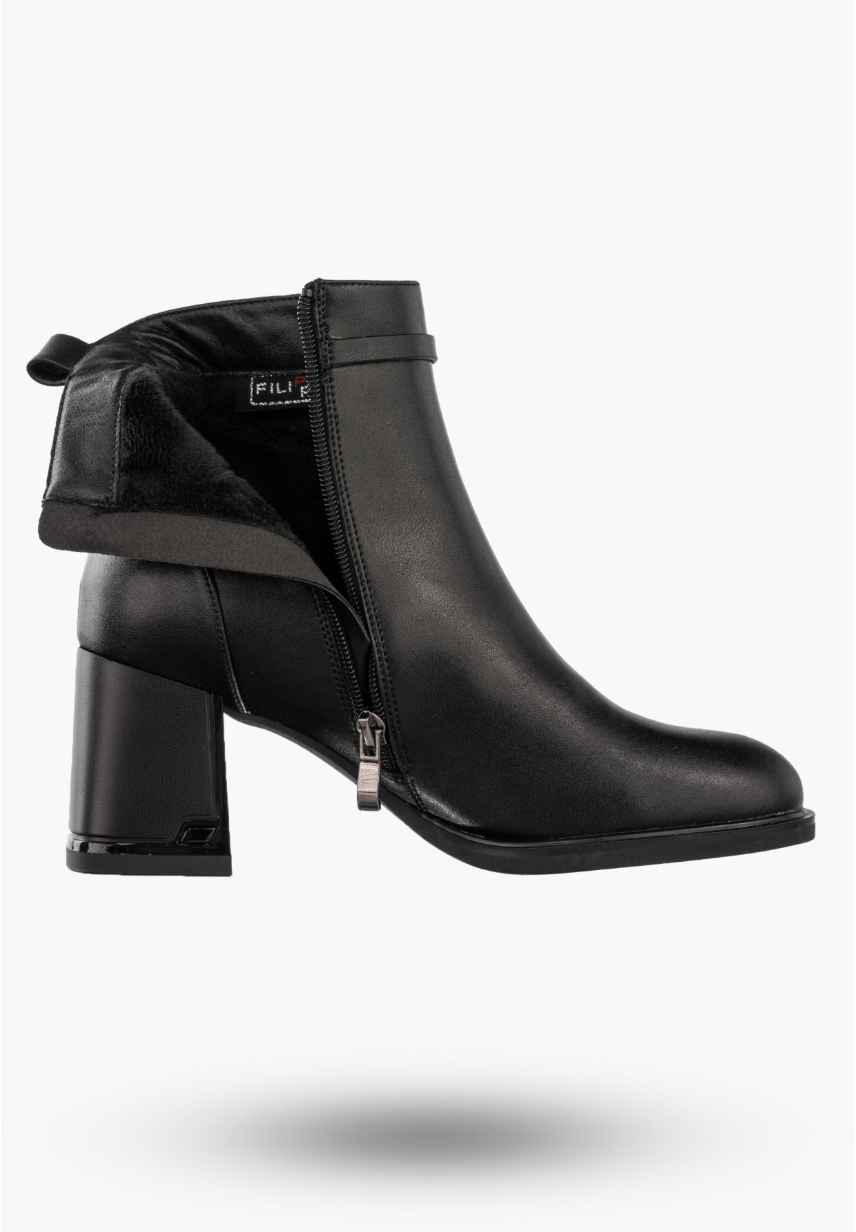 Botki Damskie Skórzane Eleganckie Buty Na Obcasie Zimowe Czarne Filippo DBT6544/24BK