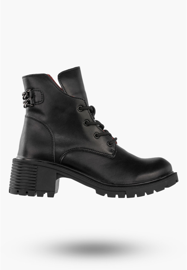 Botki Damskie Skórzane Na Obcasie Buty Na Zimę Wygodne Czarne Filippo DBT6491/24BK