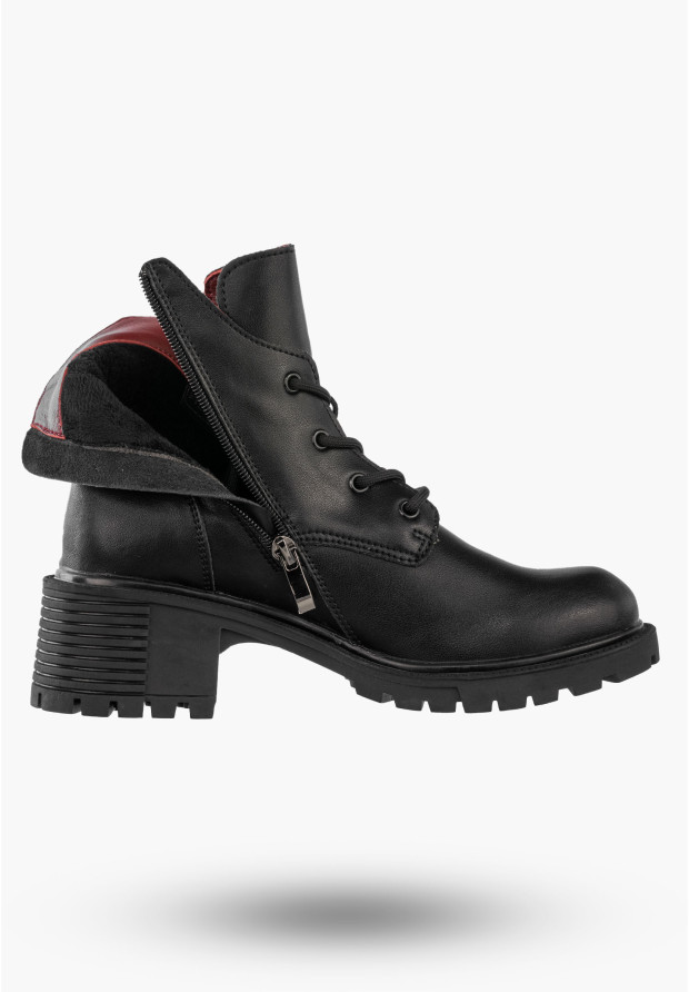 Botki Damskie Skórzane Na Obcasie Buty Na Zimę Wygodne Czarne Filippo DBT6491/24BK