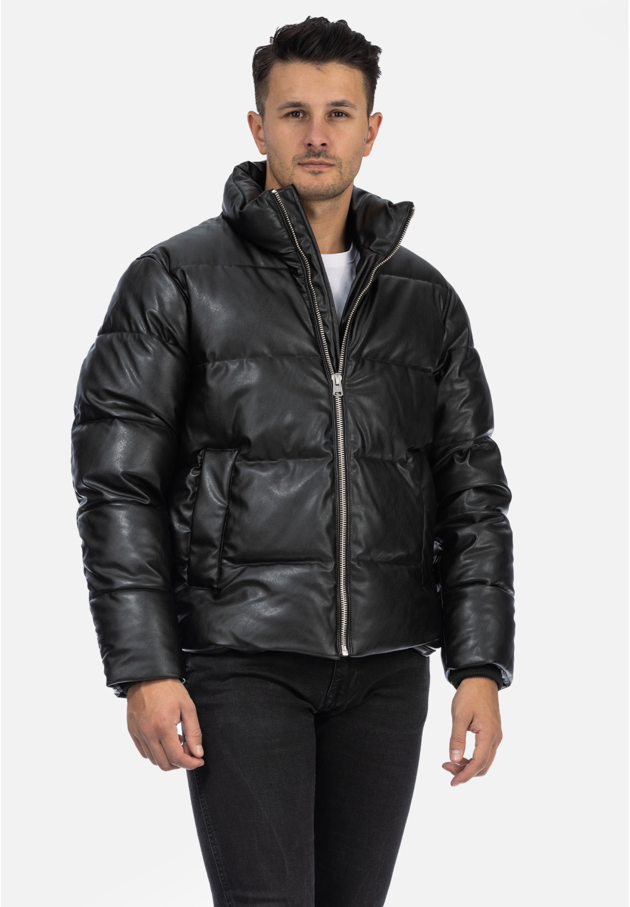 Kurtka Męska Puchowa Pikowana Zimowa Bez Kaptura Czarna ZARA 8281/313/800